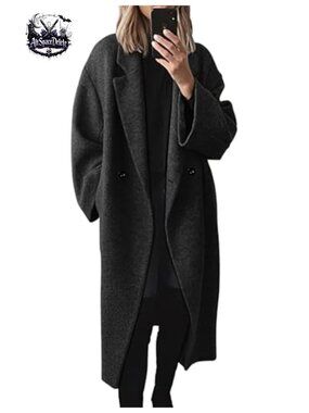 Women's 30% Wool Blend Mid-Length Peacoat Warm Winter Work Coat